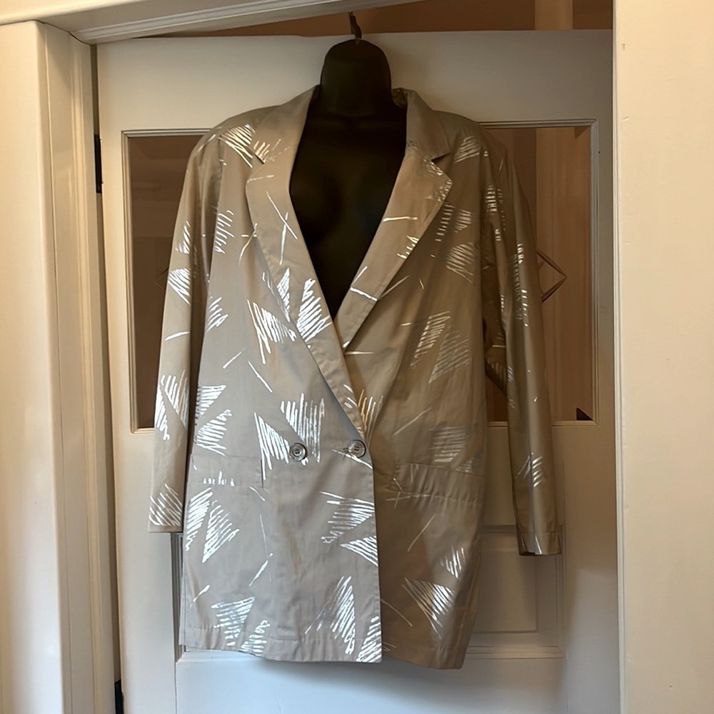 Escada vintage 80’s double breasted blazer tan with modern silver designs